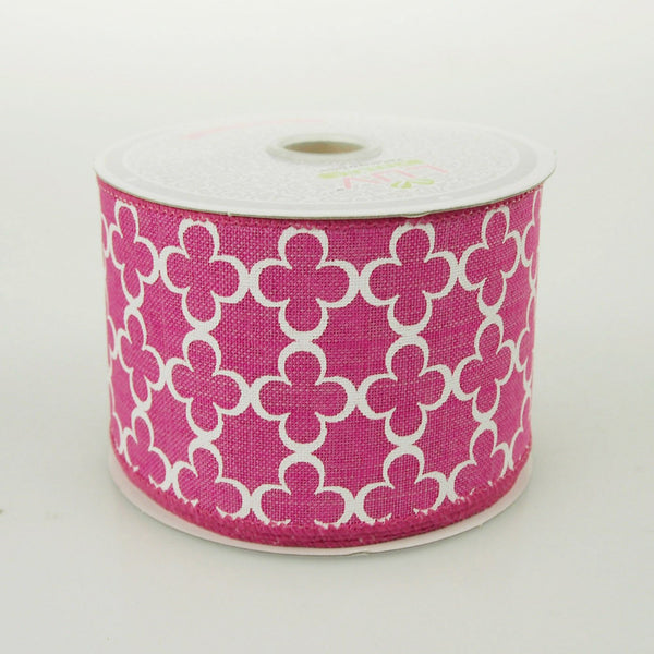 Quatrefoil Spade Canvas Ribbon, 2-1/2-Inch, 10 Yards, Fuchsia