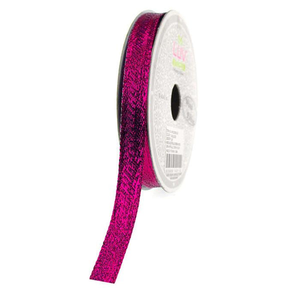 Solid Metallic Holiday Christmas Wired Ribbon, 3/8-Inch, 10 Yards, Fuchsia