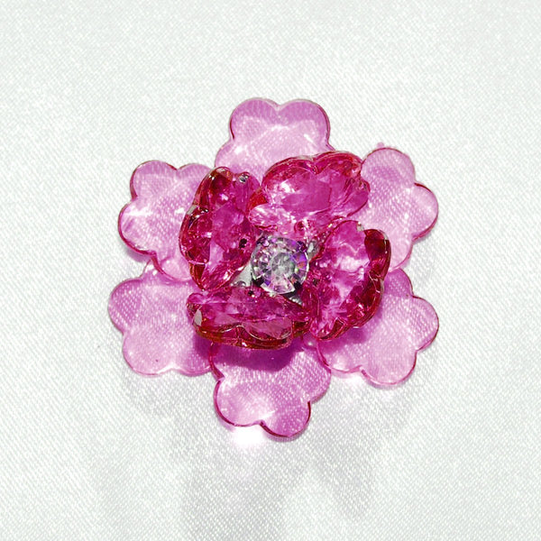 Flower Lotus Crystal, Shredded Edge, 1-3/4-inch, 6-Piece, Fuchsia