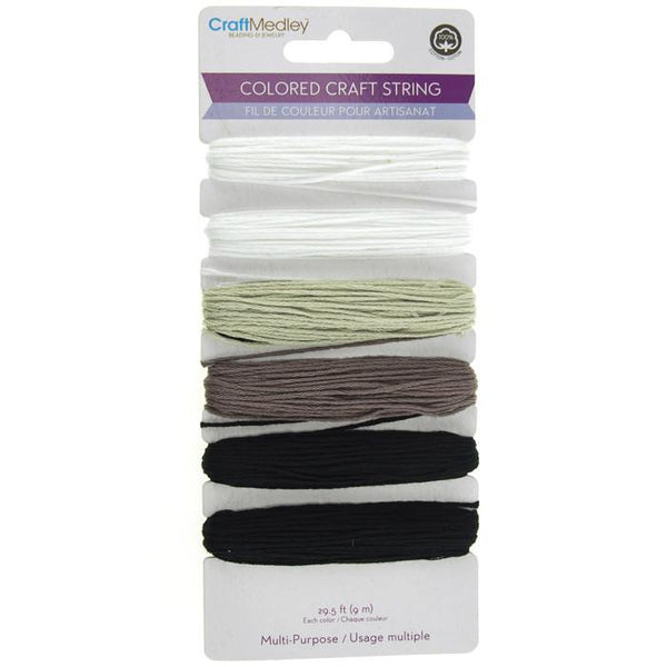Colored Craft Thread String, Black and White, 29.5-feet