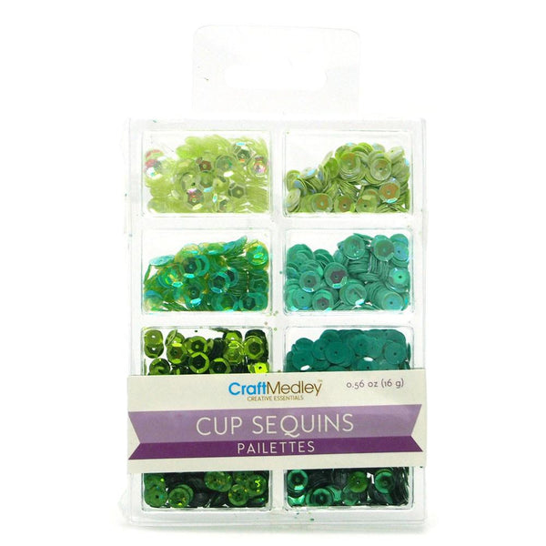 Loose Cup Sequins Palettes, Green, 6mm, 16-gram