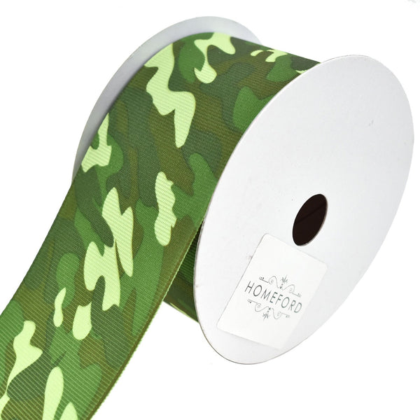 Camouflage Grosgrain Ribbon, 2-Inch, 10-Yard, Green