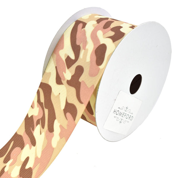 Camouflage Grosgrain Ribbon, 2-Inch, 10-Yard, Tan
