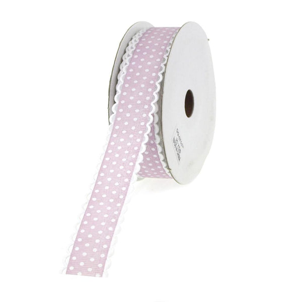 Polka Dot Picot-edge Polyester Ribbon, 7/8-Inch, 25 Yards, Lavender