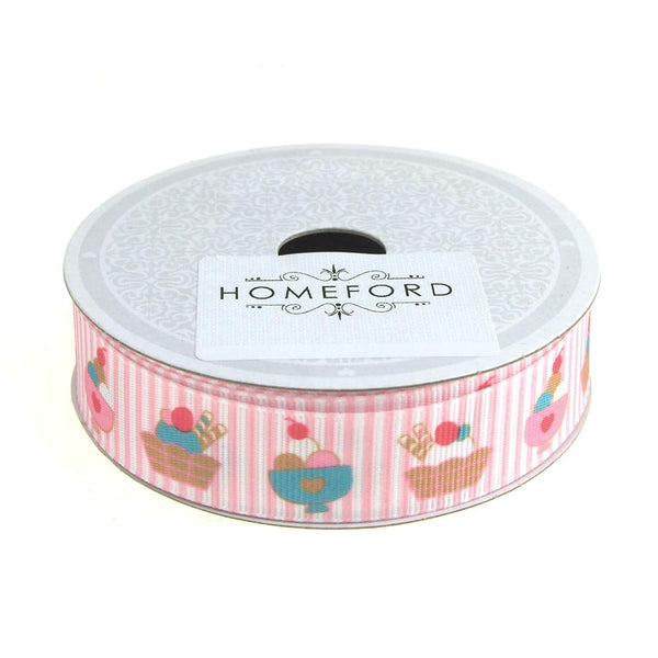 Ice Cream Sundae Grosgrain Ribbon, 7/8-Inch, 10 yards, Pink