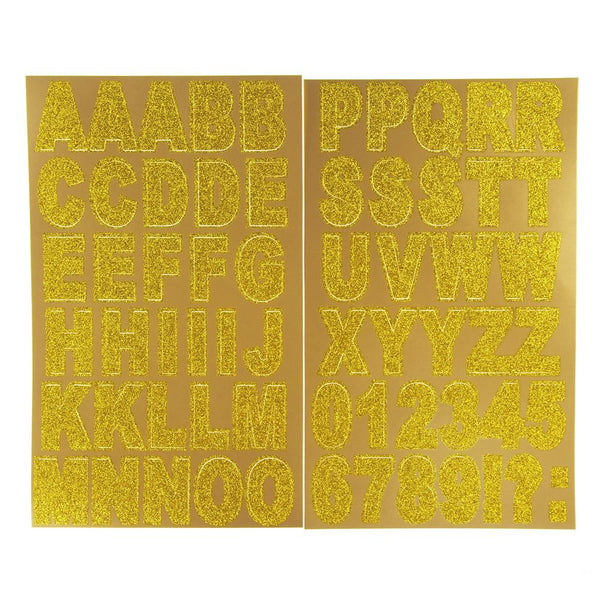 Glitter Caps Alphabet and Number Stickers, Gold, 1-3/8-Inch, 62-Piece