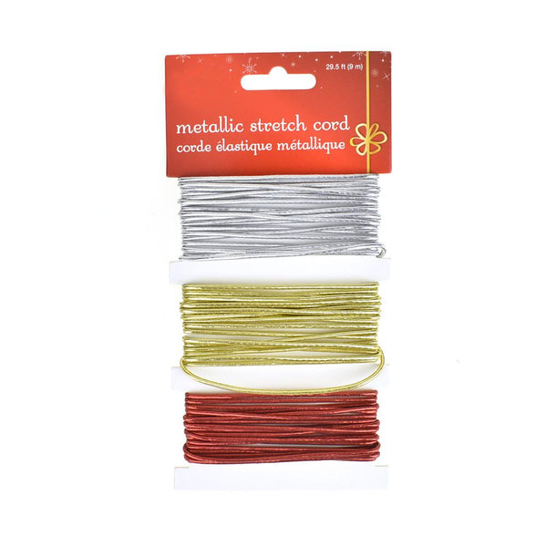 Holiday Stretch Cord Ribbon, 3-Piece, 29-Feet