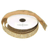 Metallic Glitter Wired Christmas Ribbon, 7/8-Inch, 10 Yards