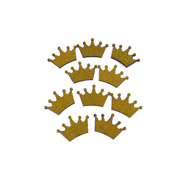 Royal Crown Glitter Wood Favors, 1-1/2-Inch, Gold, 10-Piece