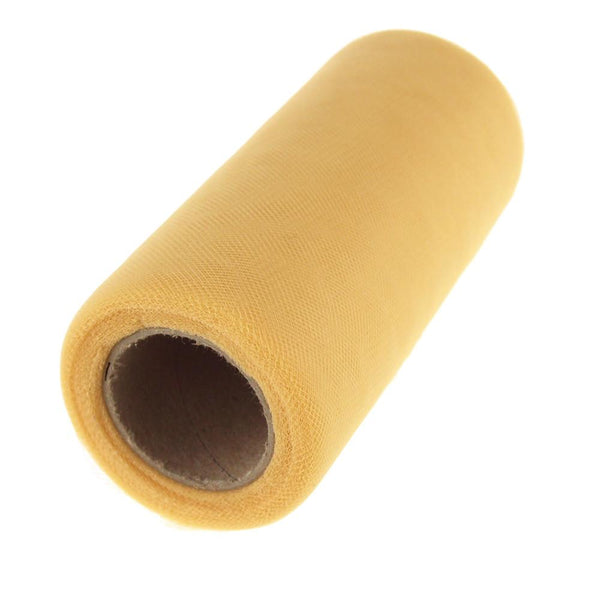 Premium American Tulle Spool Roll, Made in the USA, 6-Inch, 25 Yards, Gold Frost