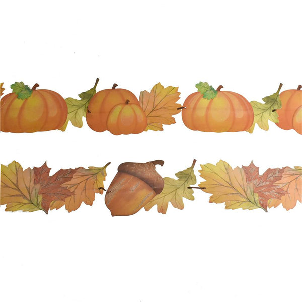Fall Pumpkins, Acorns, and Leaves Banner, 5-Feet, 2-Piece