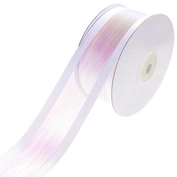 Shimmering Iridescent Grosgrain-Edge Ribbon, White, 1-1/2-Inch, 10-Yard