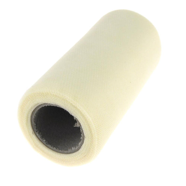 Premium American Tulle Spool Roll, Made in the USA, 6-Inch, 25 Yards, Ivory
