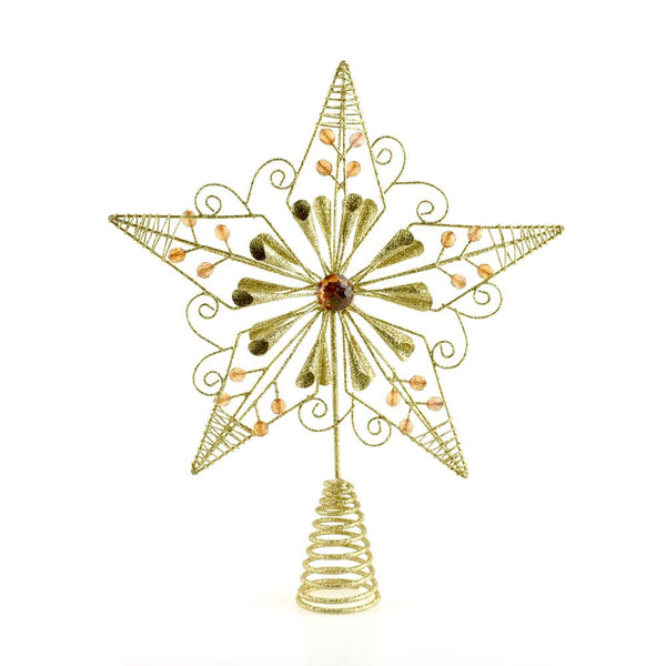 Glitter Capiz Scroll Star Christmas Tree Topper, 12-Inch