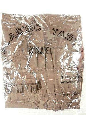 Plastic Table Skirt Adhesive Pleated, 29-Inch x 14-feet, Brown