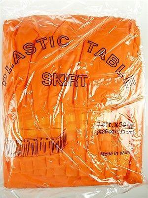 Plastic Table Skirt Adhesive Pleated, 29-Inch x 14-feet, Orange