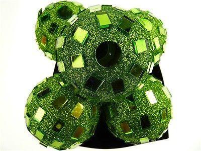 Glitter Disco Ornament Balls, 2-1/4-inch, 6-Piece, Apple Green