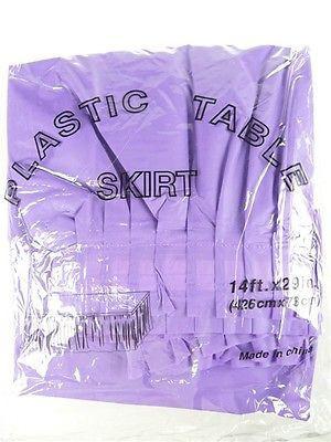 Plastic Table Skirt Adhesive Pleated, 29-Inch x 14-feet, Purple