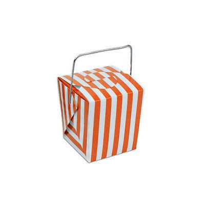 Striped Mini Take Out Boxes with Wire Handle, 1-5/8-inch, 12-Piece, Orange/White