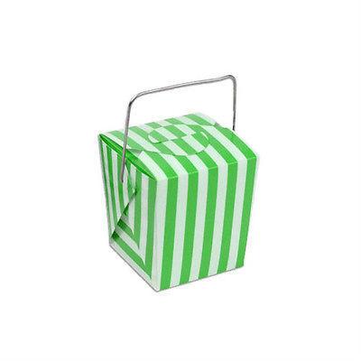 Striped Mini Take Out Boxes with Wire Handle, 1-5/8-inch, 12-Piece, Green/White