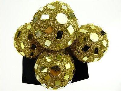 Glitter Disco Ornament Balls, 2-1/4-inch, 6-Piece, Gold