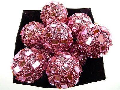 Glitter Disco Ornament Balls, 1-1/4-inch, 10-Piece, Pink