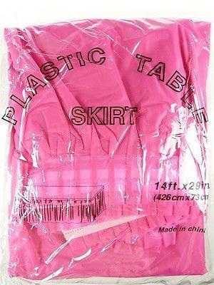 Plastic Table Skirt Adhesive Pleated, 29-Inch x 14-feet, Fuchsia