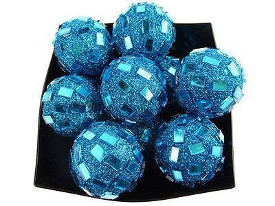 Glitter Disco Ornament Balls, 1-1/4-inch, 10-Piece, Turquoise