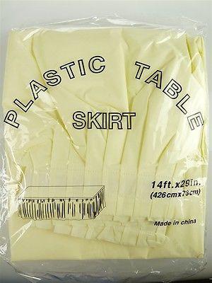 Plastic Table Skirt Adhesive Pleated, 29-Inch x 14-feet, Ivory