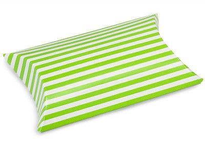 Striped Pet Pillow Boxes Favor, 3-inch, 12-Piece, Green/White