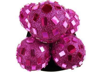 Glitter Disco Ornament Balls, 2-1/4-inch, 6-Piece, Fuchsia