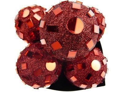 Glitter Disco Ornament Balls, 2-1/4-inch, 6-Piece, Red