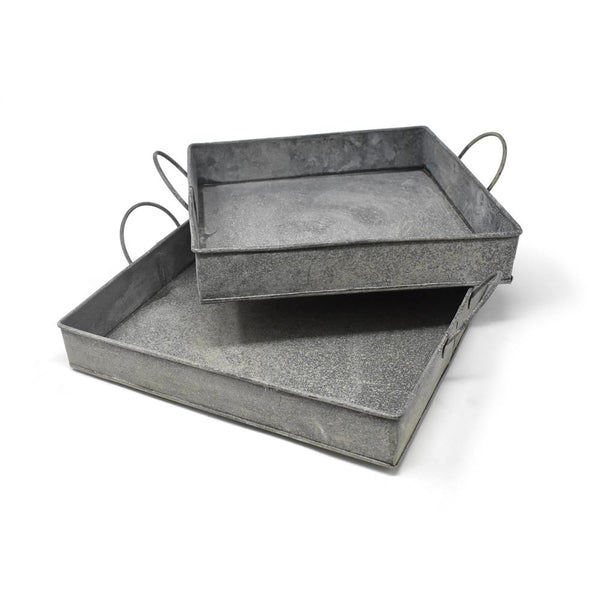 Square Galvanized Metal Display Trays, 2-Piece