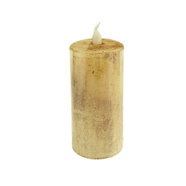Battery Operated LED Votive Candle with Built-In Timer, Tan, 4-Inch