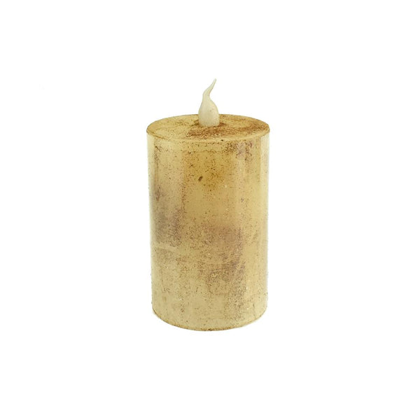 Battery Operated LED Votive Candle with Built-In Timer, Tan, 3-Inch