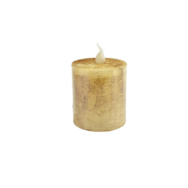 Battery Operated LED Votive Candle with Built-In Timer, Tan, 2-1/4-Inch
