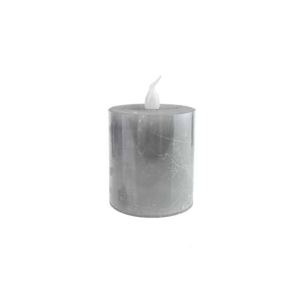 Battery Operated LED Votive Candle with Built-In Timer, Grey, 2-1/4-Inch