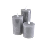 Battery Operated LED Votive Candle with Built-In Timer, Grey, 4-Inch