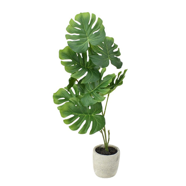 Artificial Split Leaf Philodendron Plant in Pot, 18-Inch