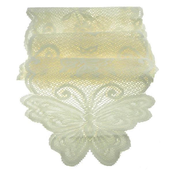Butterfly Lace Table Runner, 13-Inch, 8-Feet, Ivory