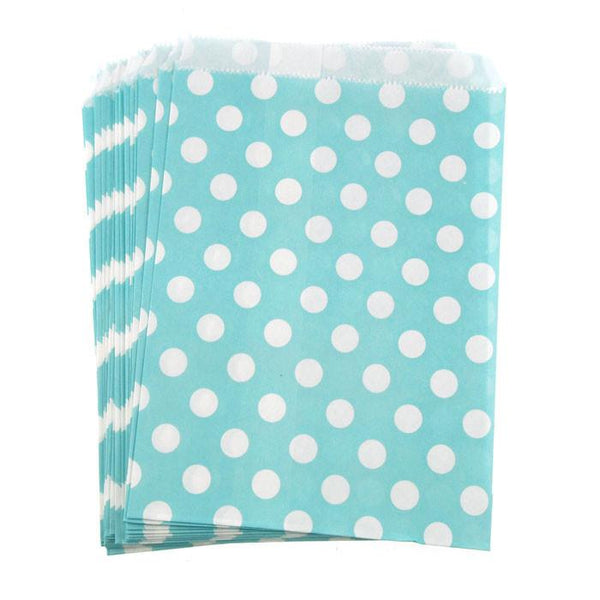 Large Dots Paper Treat Bags, 7-inch, 25-Piece, Light Blue
