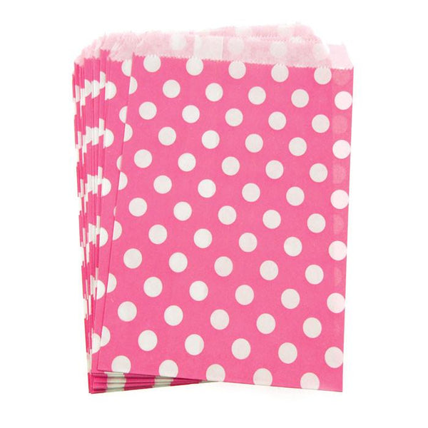 Large Dots Paper Treat Bags, 7-inch, 25-Piece, Hot Pink