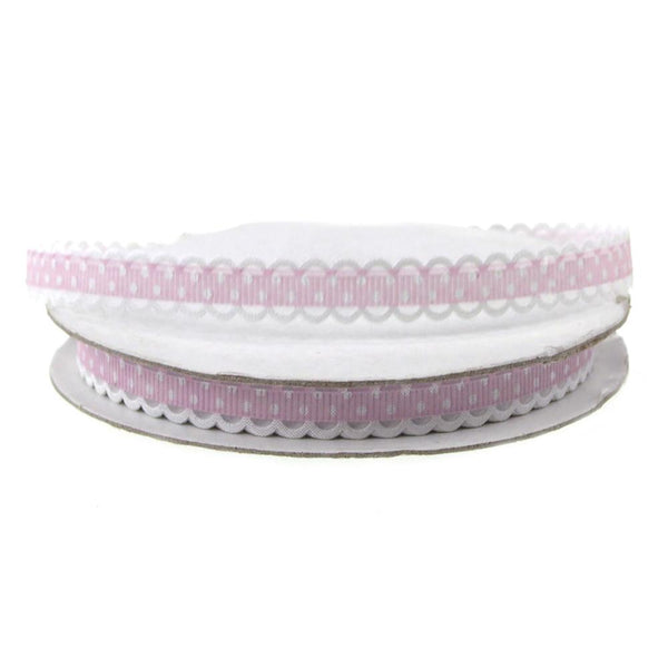Polka Dot Picot-edge Polyester Ribbon, 3/8-Inch, 25 Yards, Lavender