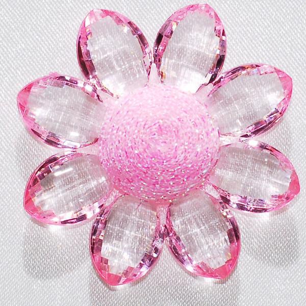 Sunflower Acrylic Crystal Flower, 1-3/4-inch, 6-Piece, Light Pink