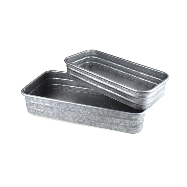 Galvanized Metal Display Trays, Assorted Sizes, 2-Piece