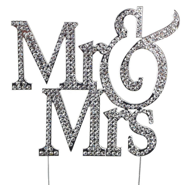 Sparkling Rhinestone Metal Crystal Cake Topper,  Mr & Mrs Caps, 10-1/4-Inch