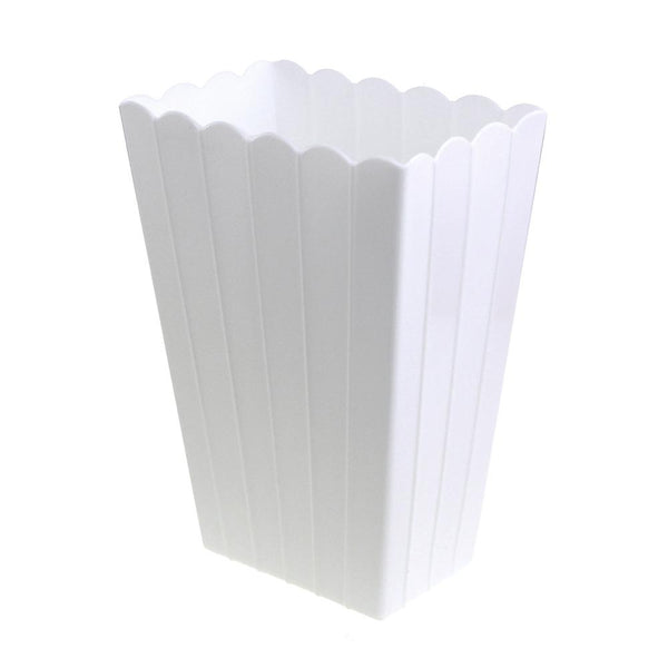 Plastic Scalloped Container with Lines, 7-1/2-Inch, White