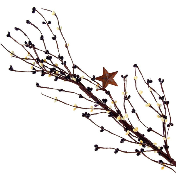 Artificial Berry Garland with Rustic Stars, 40-Inch, Ivory/Plum