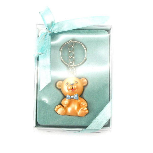 Keychain Favors, 4-Inch, Teddy Bear, Light Blue