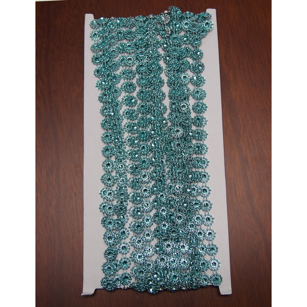 Daisy Flower Rhinestone Trim Strand, 9mm, 10 Yards, Aqua